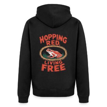 Tomato Frog Lover Animal Amphibian Froggy Toad - Unisex Premium Organic Zip Hoodie - black - Back - Nico (187cm)