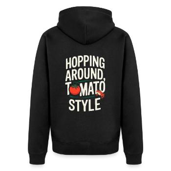 Tomato Frog Lover Animal Amphibian Froggy Toad - Unisex Premium Organic Zip Hoodie - black - Back - Nico (187cm)