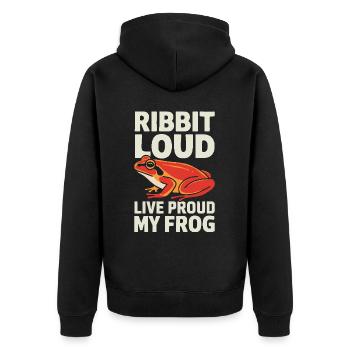 Tomato Frog Lover Animal Amphibian Froggy Toad - Unisex Premium Organic Zip Hoodie - black - Back - Nico (187cm)