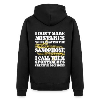 Saxophones I Don't Make Mistakes - Unisex Premium Organic Zip Hoodie - black - Back - Nico (187cm)