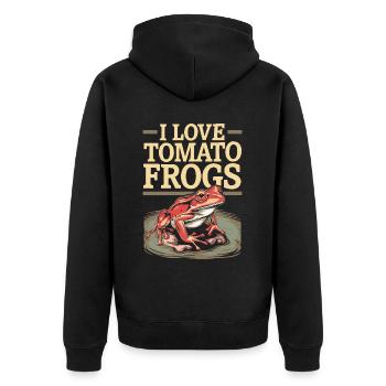 Tomato Frog Lover Animal Amphibian Froggy Toad - Unisex Premium Organic Zip Hoodie - black - Back - Nico (187cm)