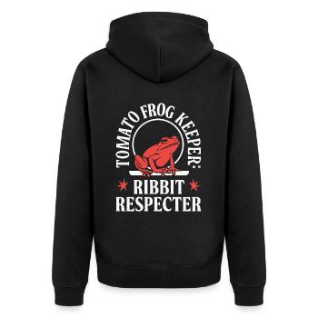 Tomato Frog Lover Animal Amphibian Froggy Toad - Unisex Premium Organic Zip Hoodie - black - Back - Nico (187cm)