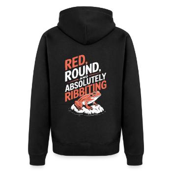 Tomato Frog Lover Animal Amphibian Froggy Toad - Unisex Premium Organic Zip Hoodie - black - Back - Nico (187cm)