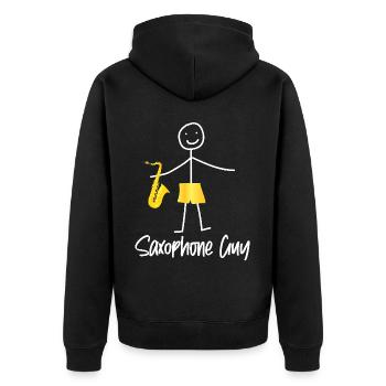 Saxophone Saxophone Guy - Unisex Premium Bio Zip Hoodie - Schwarz - Hinten - Nico (187cm)