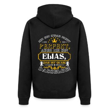 Lustiges ELIAS zum Namenstag mit Name Namens - Unisex Premium Bio Zip Hoodie - Schwarz - Hinten - Nico (187cm)