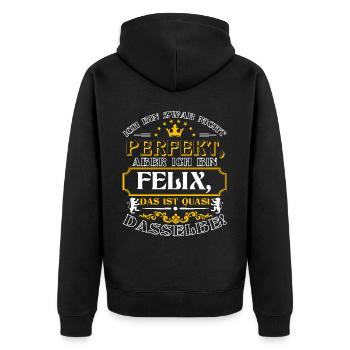 Funny FELIX for name day with name name - Unisex Premium Organic Zip Hoodie - black - Back - Nico (187cm)