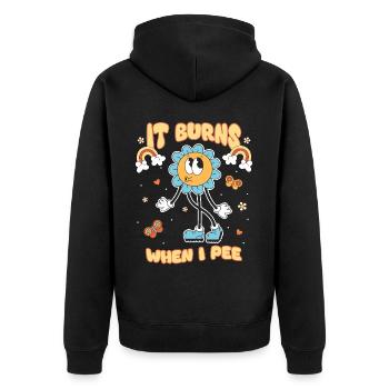 Drôle de dire « Ça brûle quand je fais » ! - Veste à capuche bio Premium Unisexe - noir - Dos - Nico (187cm)