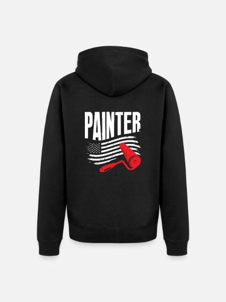 Painter with American flag inspiration - Unisex Premium Organic Zip Hoodie - black