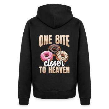 Donuts Donut - Unisex Premium Bio Zip Hoodie - Schwarz - Hinten - Nico (187cm)
