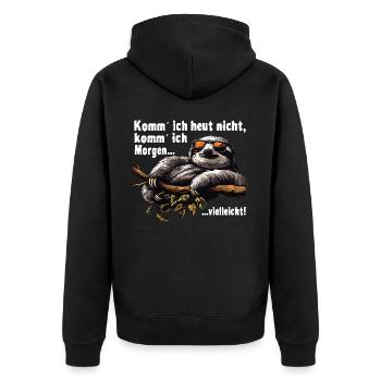 Faultier Büro Arbeitskollege Lustig - Unisex Premium Bio Zip Hoodie - Schwarz - Hinten - Nico (187cm)