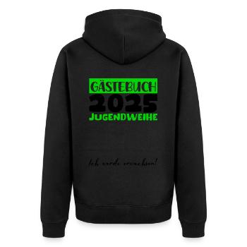 Jugendweihe 2025 Livre d’or Cadeau Filles Garçons - Veste à capuche bio Premium Unisexe - noir - Dos - Nico (187cm)