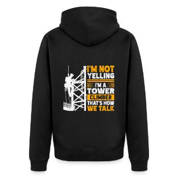 Industriekletterer Tower Climber Industrieklettern - Unisex Premium Bio Zip Hoodie - Schwarz - Hinten - Nico (187cm)