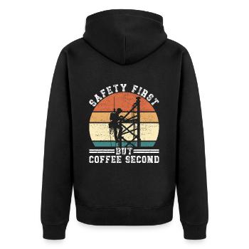 Industrial Climbers Tower Climbers Industrial Climbing - Unisex Premium Organic Zip Hoodie - black - Back - Nico (187cm)