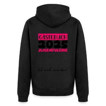 Jugendweihe 2025 Livre d’or Cadeau Filles Garçons - Veste à capuche bio Premium Unisexe - noir - Dos - Nico (187cm)