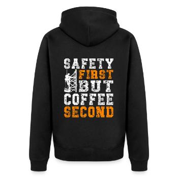 Industriekletterer Tower Climber Industrieklettern - Unisex Premium Bio Zip Hoodie - Schwarz - Hinten - Nico (187cm)