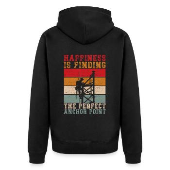 Industriekletterer Tower Climber Industrieklettern - Unisex Premium Bio Zip Hoodie - Schwarz - Hinten - Nico (187cm)