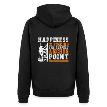 Industriekletterer Tower Climber Industrieklettern - Unisex Premium Bio Zip Hoodie - Schwarz - Hinten - Nico (187cm)