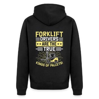 Staplerfahrer Gabelstapler Lagerarbeiter Logistik - Unisex Premium Bio Zip Hoodie - Schwarz - Hinten - Nico (187cm)