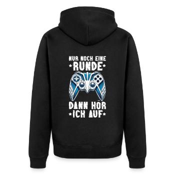 Nur Noch Eine Runde Dann Hör Ich Auf Konsolen - Unisex Premium Bio Zip Hoodie - Schwarz - Hinten - Nico (187cm)