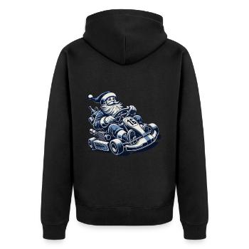 Weihnachtsmann Go-Kart Retro Stil - Unisex Premium Bio Zip Hoodie - Schwarz - Hinten - Nico (187cm)