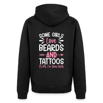 Mädchen Bärte Tattoos Ich bin Some Girls Tattooed - Unisex Premium Bio Zip Hoodie - Schwarz - Hinten - Nico (187cm)