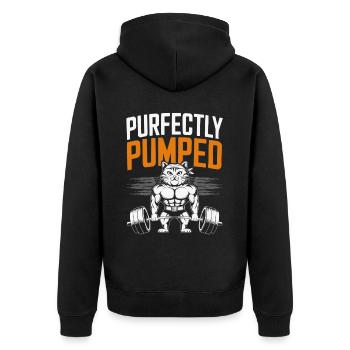 Bodybuilding Cat Fitness Workout Gym Instructor - Unisex Premium Organic Zip Hoodie - black - Back - Nico (187cm)
