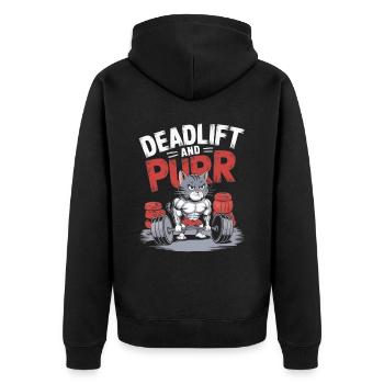 Bodybuilding Cat Fitness Workout Gym Instructor - Unisex Premium Organic Zip Hoodie - black - Back - Nico (187cm)