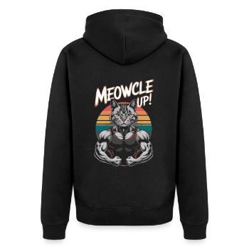 Bodybuilding Cat Fitness Workout Gym Instructor - Unisex Premium Organic Zip Hoodie - black - Back - Nico (187cm)