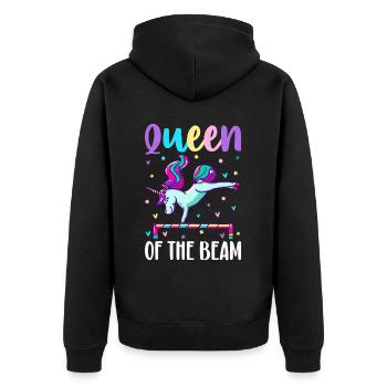 Queen Of The Beam Gymnastics Cartwheel Gymnast - Unisex Premium Organic Zip Hoodie - black - Back - Nico (187cm)