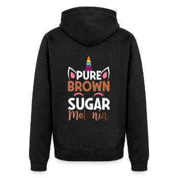 Pure Brown Sugar Melanin Brown Skin Black History - Unisex Premium Bio Zip Hoodie - Schwarz - Hinten - Nico (187cm)
