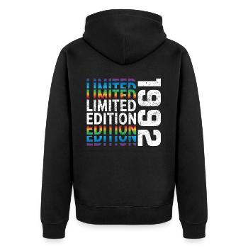 Limited Edition 1992 - Unisex Premium Bio Zip Hoodie - Schwarz - Hinten - Nico (187cm)