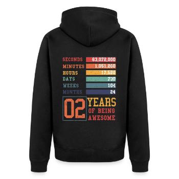 2 ans ! Cadeau d’anniversaire pour les 2 ans - Veste à capuche bio Premium Unisexe - noir - Dos - Nico (187cm)