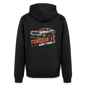 Muscle Car Carguy Vintage Car Collector Automobile - Unisex Premium Organic Zip Hoodie - black - Back - Nico (187cm)