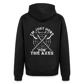 Axt Werfen Axt Werfer Axe Throwing - Unisex Premium Bio Zip Hoodie - Schwarz - Hinten - Nico (187cm)