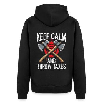 Axt Werfen Axt Werfer Axe Throwing - Unisex Premium Bio Zip Hoodie - Schwarz - Hinten - Nico (187cm)