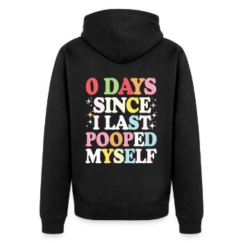0 jours depuis que je me suis fait caca pour la dernière fois Meme - Veste à capuche bio Premium Unisexe - noir - Dos - Nico (187cm)
