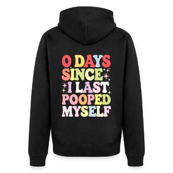 0 jours depuis que je me suis fait caca pour la dernière fois Meme - Veste à capuche bio Premium Unisexe - noir - Dos - Nico (187cm)