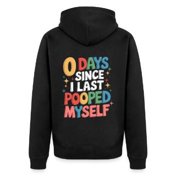 0 jours depuis que je me suis fait caca pour la dernière fois Meme - Veste à capuche bio Premium Unisexe - noir - Dos - Nico (187cm)