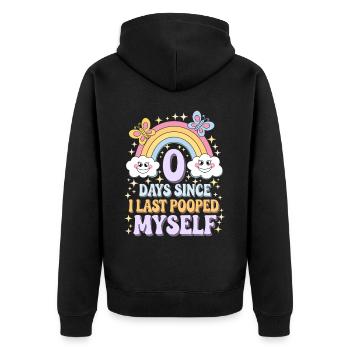 0 jours depuis que je me suis fait caca pour la dernière fois Meme - Veste à capuche bio Premium Unisexe - noir - Dos - Nico (187cm)