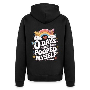0 jours depuis que je me suis fait caca pour la dernière fois Meme - Veste à capuche bio Premium Unisexe - noir - Dos - Nico (187cm)