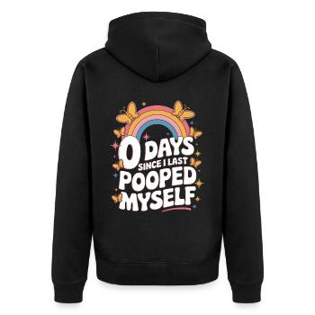 0 jours depuis que je me suis fait caca pour la dernière fois Meme - Veste à capuche bio Premium Unisexe - noir - Dos - Nico (187cm)