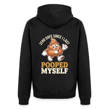 Zéro jour depuis la dernière fois que je me suis fait caca mème - Veste à capuche bio Premium Unisexe - noir - Dos - Nico (187cm)