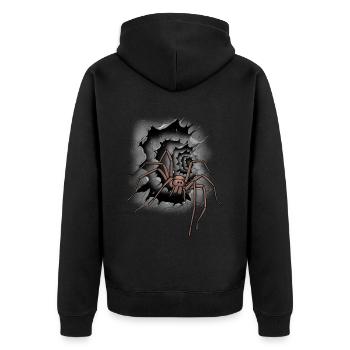 Halloween Spider Spider Phobia Panic - Unisex Premium Organic Zip Hoodie - black - Back - Nico (187cm)
