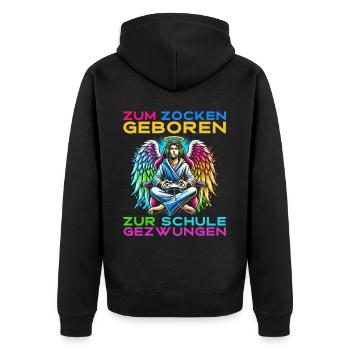 Né pour jouer Forcé d’aller à l’école Angel - Veste à capuche bio Premium Unisexe - noir - Dos - Nico (187cm)