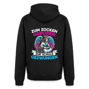 Né pour jouer Forcé d’aller à l’école Angel - Veste à capuche bio Premium Unisexe - noir - Dos - Nico (187cm)