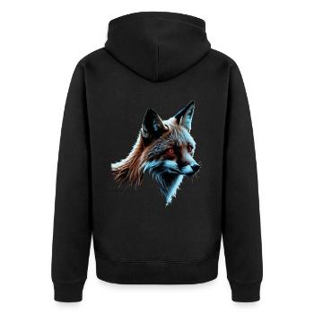 Lustiges Fuchs Fox Kunst Tier Natur Wildtier Tiere - Unisex Premium Bio Zip Hoodie - Schwarz - Hinten - Nico (187cm)