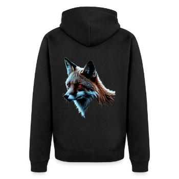 Lustiges Fuchs Fox Kunst Tier Natur Wildtier Tiere - Unisex Premium Bio Zip Hoodie - Schwarz - Hinten - Nico (187cm)