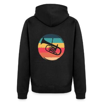 Tuba Player Retro Music Lover - Unisex Premium Organic Zip Hoodie - black - Back - Nico (187cm)