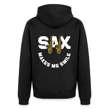 Saxophone Pun Sax Makes Me Smile - Unisex Premium Organic Zip Hoodie - black - Back - Nico (187cm)