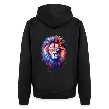 Lion Lover Wildlife Safari Art Lion Colorful - Unisex Premium Organic Zip Hoodie - black - Back - Nico (187cm)
